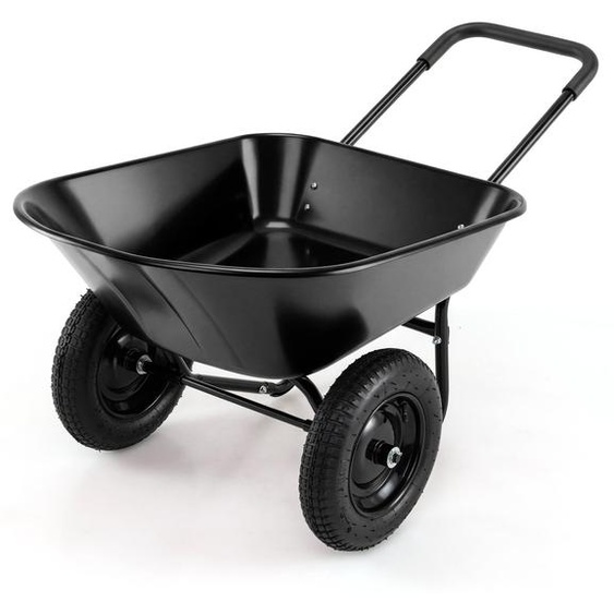 Brouette à deux roues COSTWAY 78 L, 100 kg, avec fonction de basculement et pneus en caoutchouc plein, brouette de jardin, brouette de chantier, brouette de transport, en métal, 64 x 138 x 65 cm