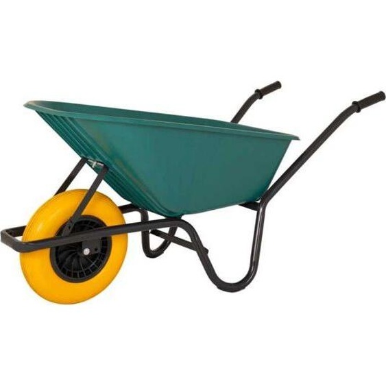 Brouette, bac en plastique vert, 85 litres, HQ, anti-fuite