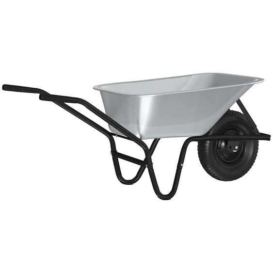 Brouette - Brouette de jardin - Acier 141 x 60 x 57 cm - Roue robuste - Poignées ergonomiques - Vert militaire