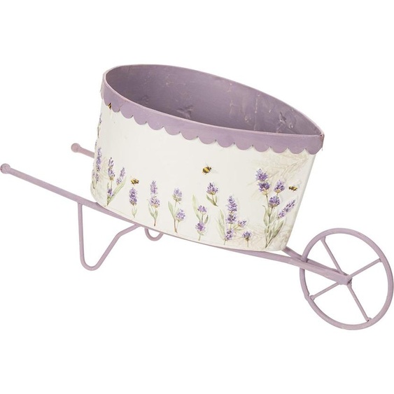 Brouette décorative Pot de fleurs Style vintage Motif lavande Métal