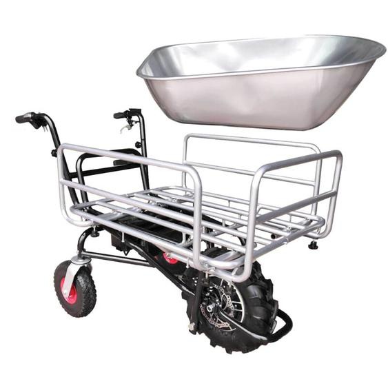 Brouette électrique multifonction 24 v charge 120 kg avec panier réglable et benne