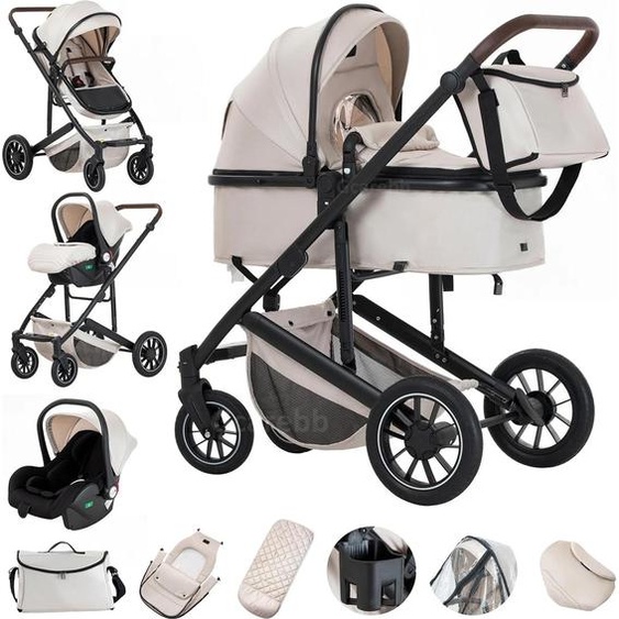 Brouette pour bébé, structure en aluminium, design pliable, 516-BEIGE