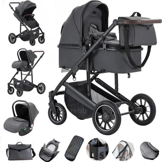 Brouette pour bébé, structure en aluminium, design pliable, 516-GRIS FONCÉ