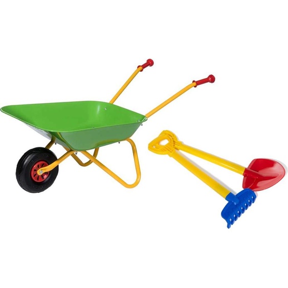 Brouette Rolly Toys avec pelle et râteau, brouette en métal pour enfants