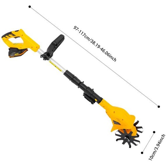 Broyeur de sol sans fil - Fraise rotative électrique pour jardin - Batterie 20V 2,0Ah - Moteur en cuivre 250 tr/min - Autonomie de 40 minutes - Chargeur européen - ABS et acier au manganèse