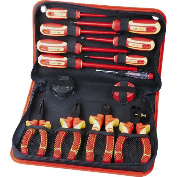 BRÜDER MANNESMANN Jeu doutils VDE 14 pièces Sacoche en nylon