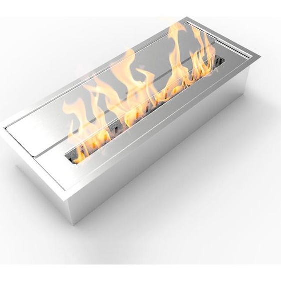 Brûleur de cheminée en acier inoxydable fonctionnant au bioéthanol, 3,5 l, 45,7x18,7x9,5 cm