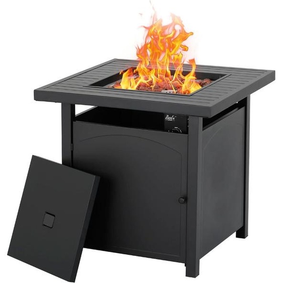 Brûleur de terrasse à gaz - Chauffage dextérieur - Foyer de jardin - Flamme réelle - Pierres de lave - Compact et résistant aux intempéries