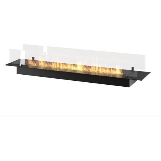 Brûleur insert bioéthanol 150cm en inox noir, à encastrer ou à poser, 5 litres avec verres inclus