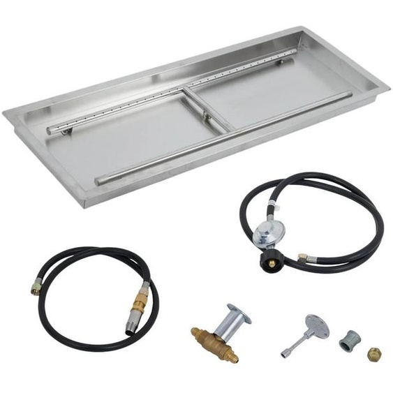 Brûleur pour foyer en acier inoxydable - Brûleur à gaz encastrable rectangulaire 91 x 30 cm avec tuyau - Kit de foyer encastrable pour propane et gaz naturel - Pour lintérieur et lextérieur