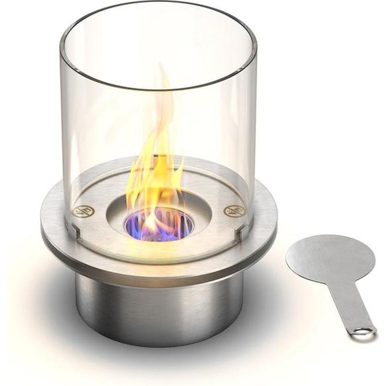 Brûleur rond en verre pour cheminée bioéthanol, biocheminée en acier inoxydable, 1,5 l, diamètre 25 cm.