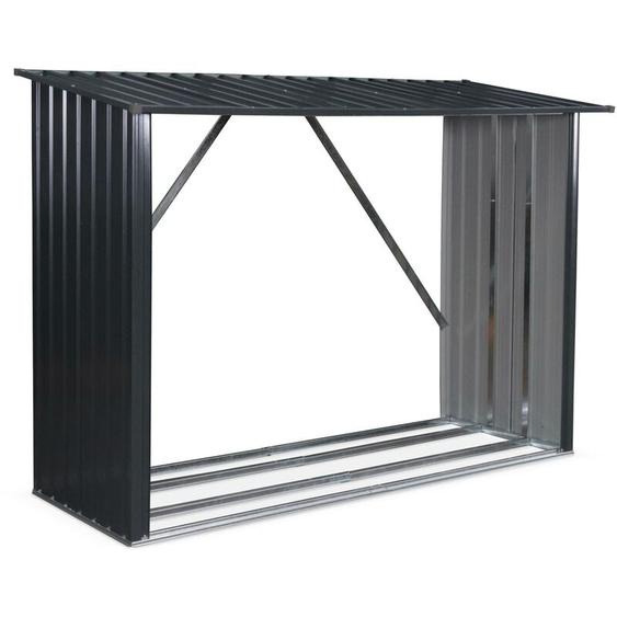 Alices Garden - Bûcher en métal de 80 x 215 x 155 cm. gris anthracite - Épicéa - abri bûches en acier galvanisé. 2 stères