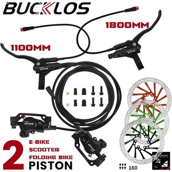 BUCKLOS mise hors tension freins de vélo électrique 2 pistons avec Rotor G3 e-bike jeu de freins à disque hydrauliques freins de vélo en alliage daluminium