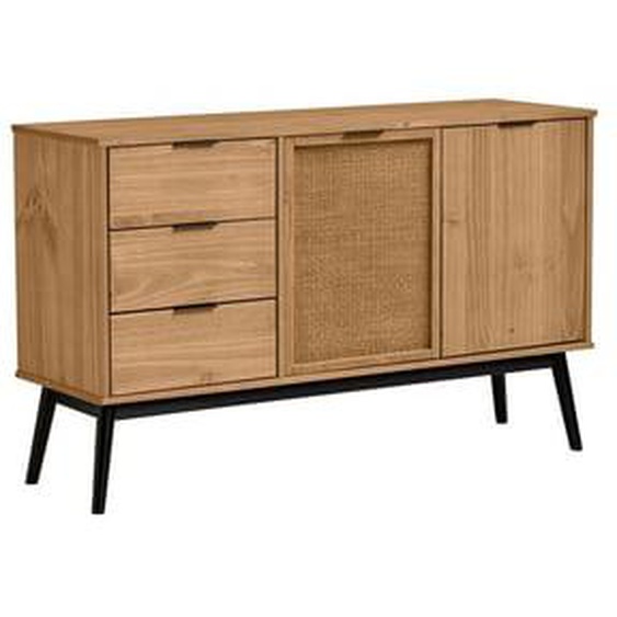 Buffet 130 cm ALBI bois massif et rotin