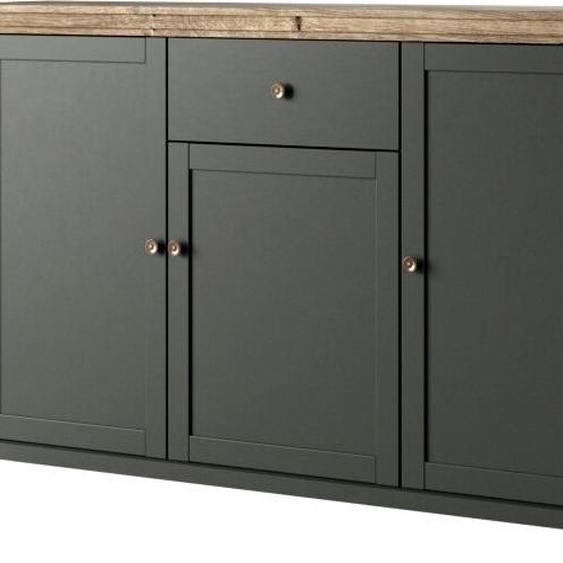 Buffet 160cm avec 3 portes et un tiroir collection ASSIA. Coloris vert et chêne.