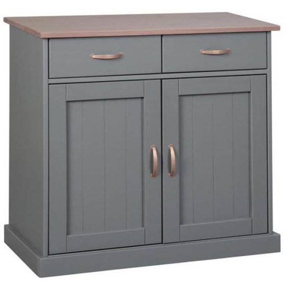Buffet 2 Portes & 2 Tiroirs Zernan 90cm Gris - Paris Prix - Bois Massif - Style Scandinave - Moderne