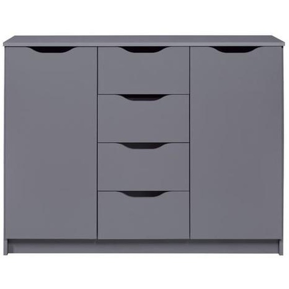 Buffet 2 portes 4 tiroirs 122x40x92 cm gris foncé