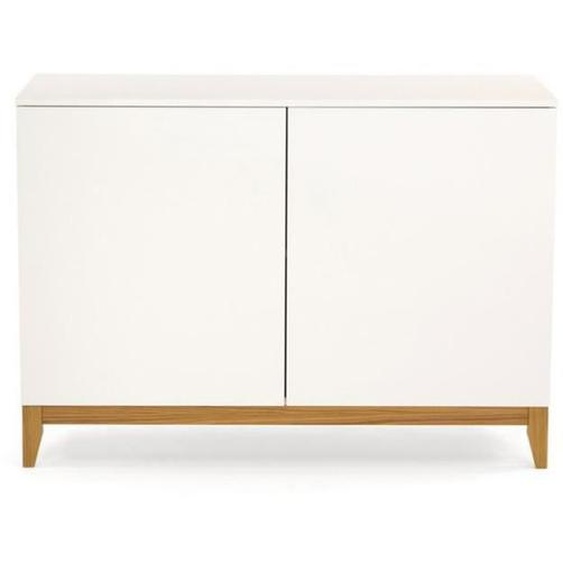 Buffet 2 Portes Blanc & Chêne - Paris Prix - Design Scandinave - Bois Mélaminé - 120cm x 48cm x 85cm