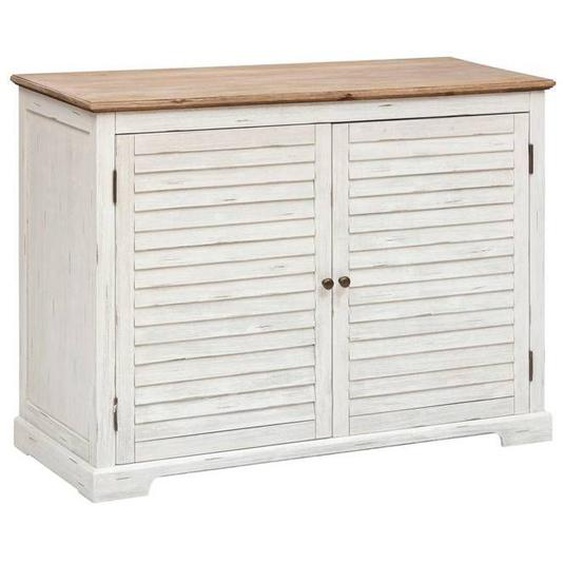 Buffet - ATMOSPHERA - Olbia - Métal et acacia - 2 portes - 110x45cm - Blanc