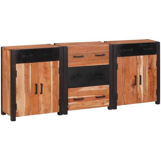 Buffet 3 pcs Marron 165 x 30 x 75 cm Bois dacacia massif