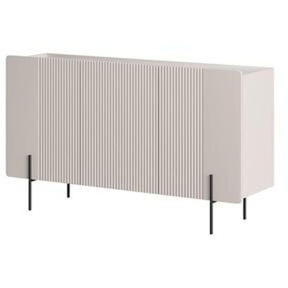 Buffet 3 portes 150 cm MATHILDE plateau effet marbre et pieds noirs