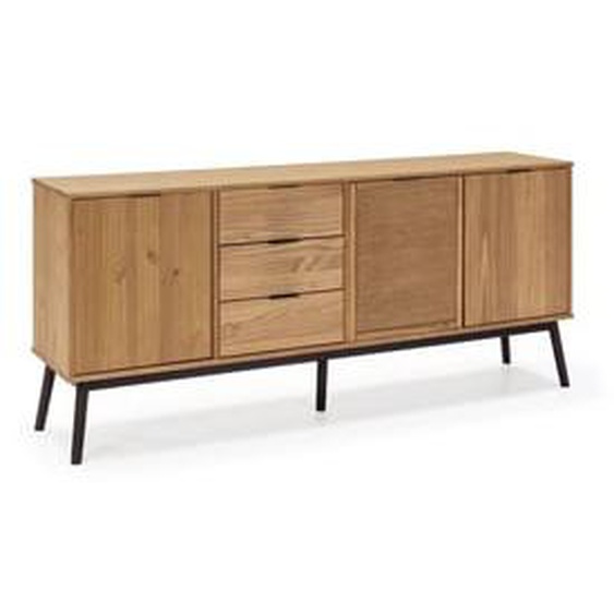 Buffet 3 portes 186 cm ALBI bois massif et rotin