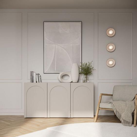 Buffet 3 portes avec façades fraisées - ARKADIA - 150 cm - grège