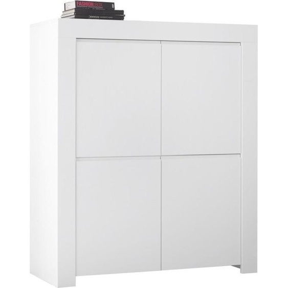 Buffet 4 portes, collection ZEFIR, coloris blanc mat, idéal pour votre salon ou salle à manger