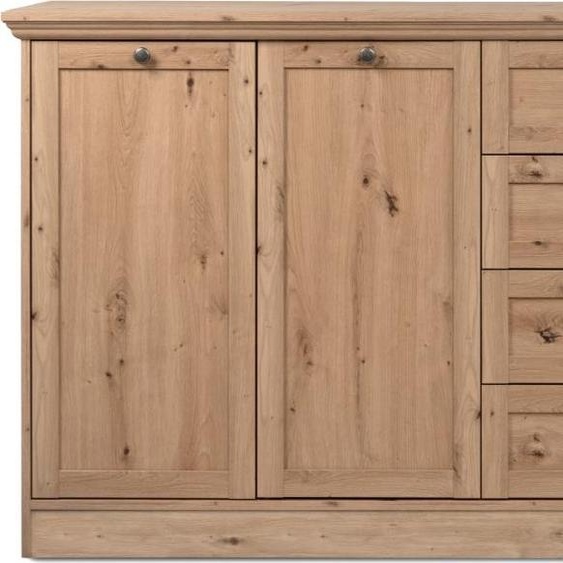 CALICOSY - Buffet 4 portes et 4 tiroirs avec poignées en métal L200 cm - TIMBER