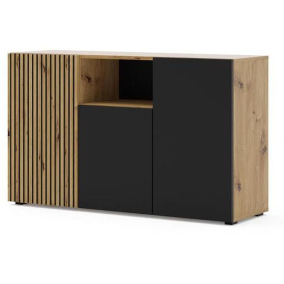 Buffet - AC-Déco - Buffet Auris - Noir mat - L 135 cm - 3 portes - Style moderne