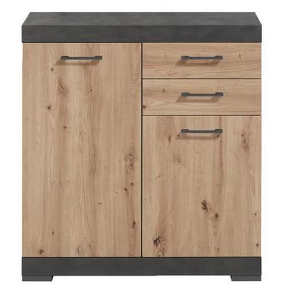 Buffet avec 2 Portes et 2 Tiroirs L80cm - BRISTOL Chêne Artisan - CALICOSY - Moderne - Scandinave