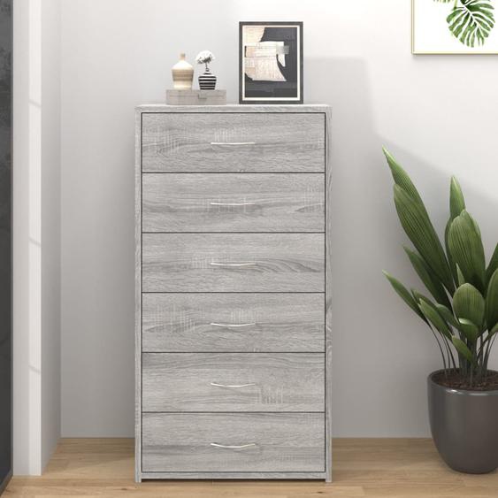 Buffet avec 6 tiroirs Sonoma gris 50x34x96 cm Bois dingénierie