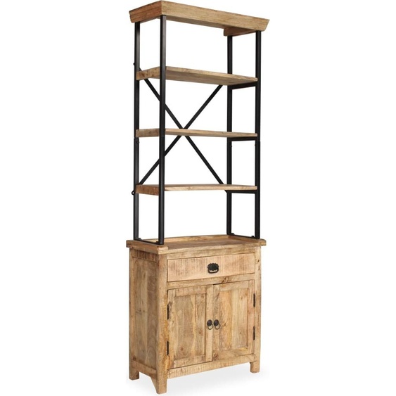 Buffet avec étagères en bois de manguier massif 65x30x180 cm