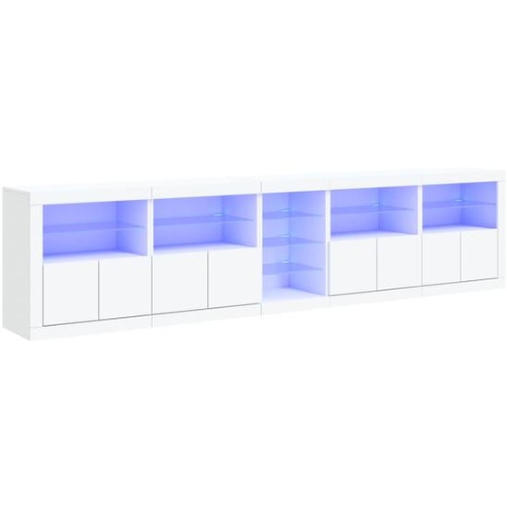 Buffet avec lumières LED blanc 283x37x67 cm