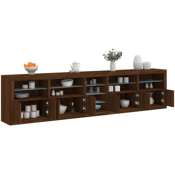 Buffet avec lumières LED chêne marron 283x37x67 cm