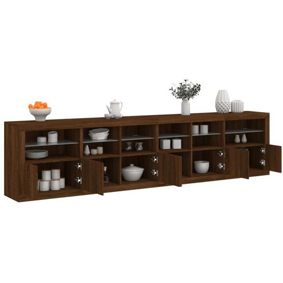 Buffet avec lumières LED chêne marron 283x37x67 cm
