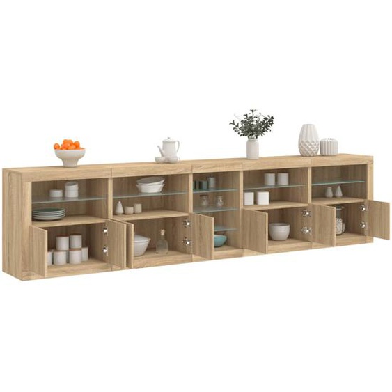 Buffet avec lumières LED chêne sonoma 283x37x67 cm