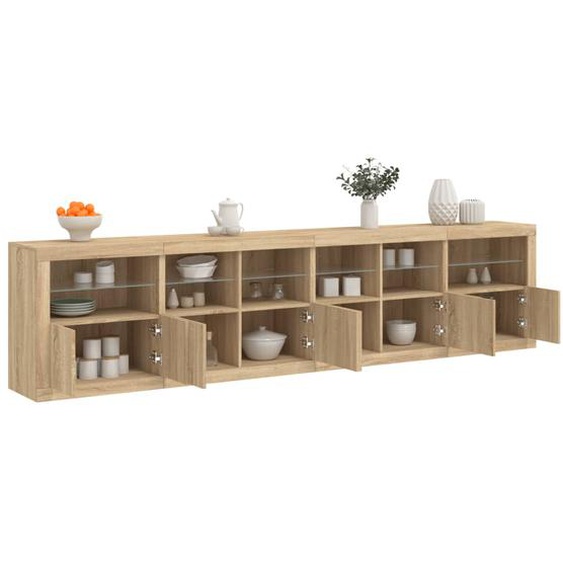 Buffet avec lumières LED chêne sonoma 283x37x67 cm