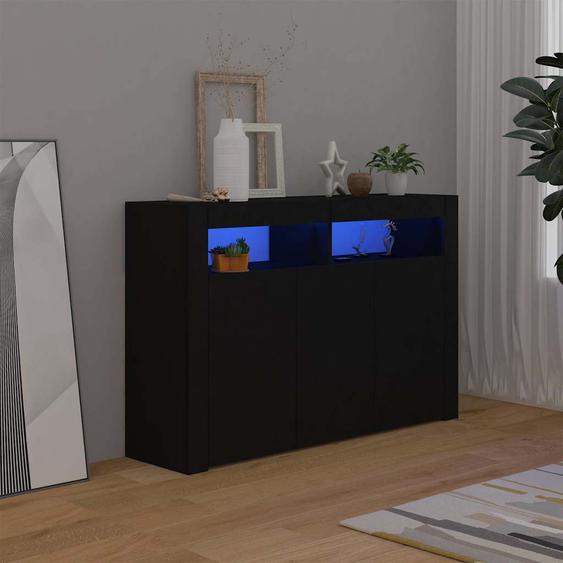 Buffet avec lumières LED noir 115,5x30x75 cm