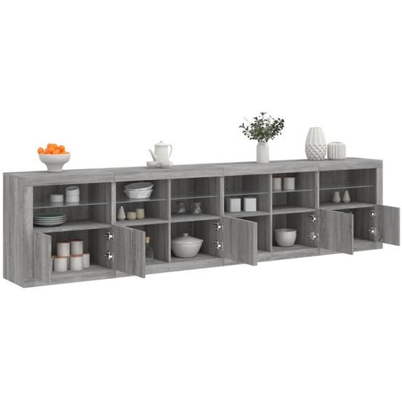Buffet avec lumières LED sonoma gris 283x37x67 cm