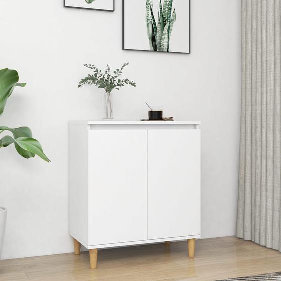 Buffet avec pieds en bois massif blanc bois dingénierie