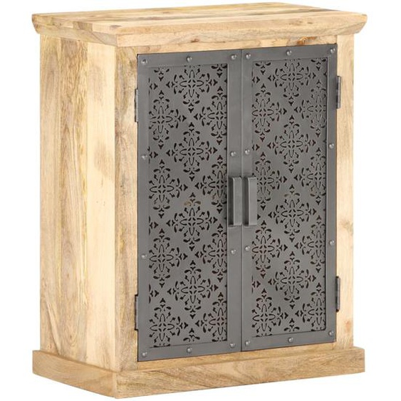 Buffet avec portes en acier 60x35x75 cm Bois de manguier solide