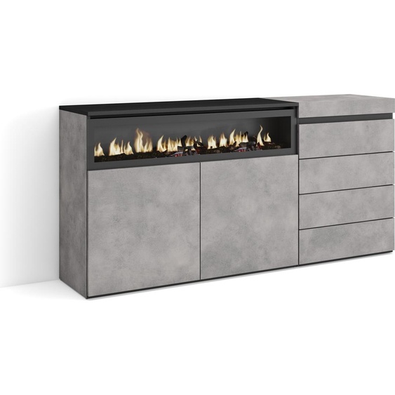 Buffet, Bahut, 157x35x75cm, Chambre à coucher, Cheminée électrique, Commode, Buffet, Ciment