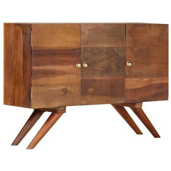 Buffet bahut armoire console meuble de rangement bois recycle massif 110 cm marron