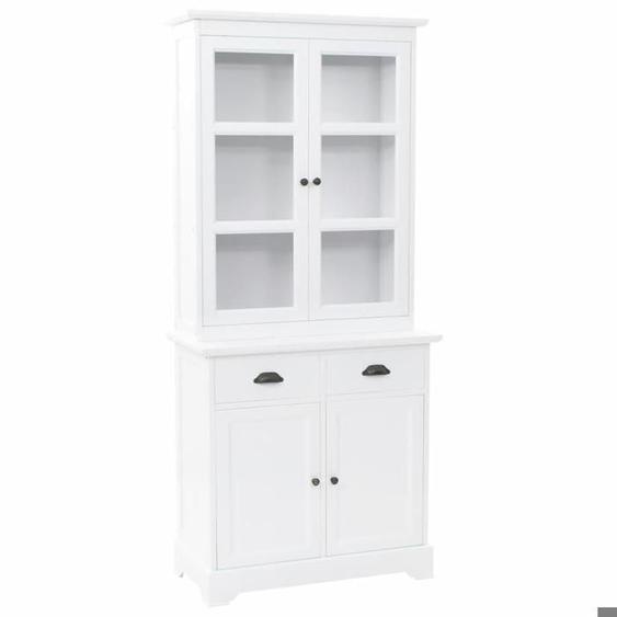 Buffet bahut armoire console meuble de rangement vaisselier avec 4 portes mdf et bois de pin 180 cm