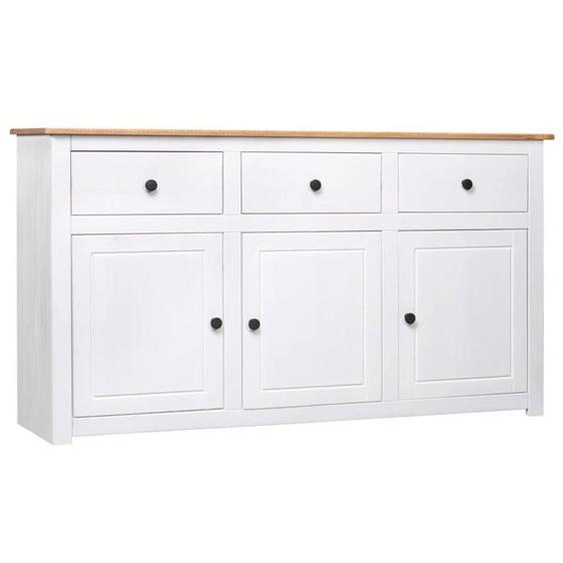 Buffet bahut commode armoire meuble de rangement organisateur cuisine salle de sejour salon 135 x 40 x 80 cm Pin solide