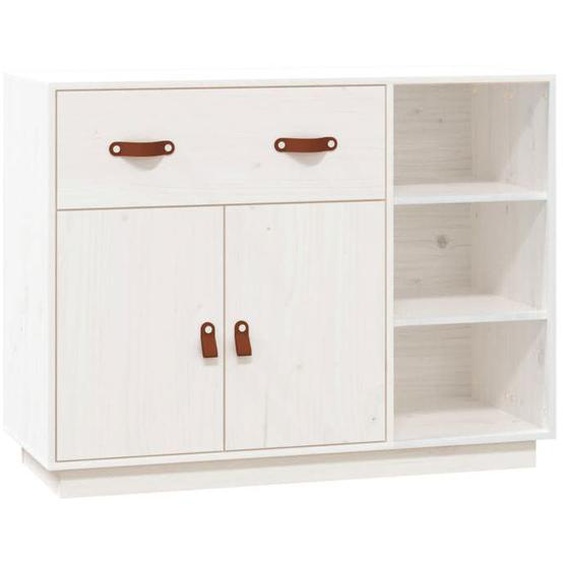 Buffet bahut commode armoire meuble de rangement organisateur cuisine salle de sejour salon 98,5 x 40 x 75 cm bois massi