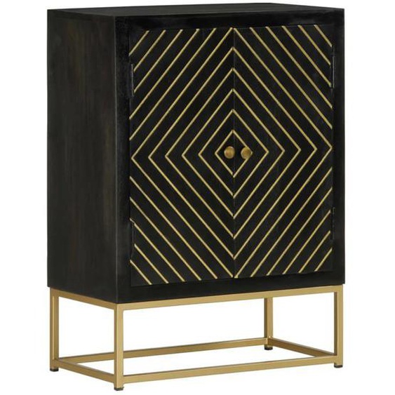 Buffet bahut commode armoire meuble de rangement organisateur cuisine salle de sejour salon avec 2 portes et dore 55 x 3