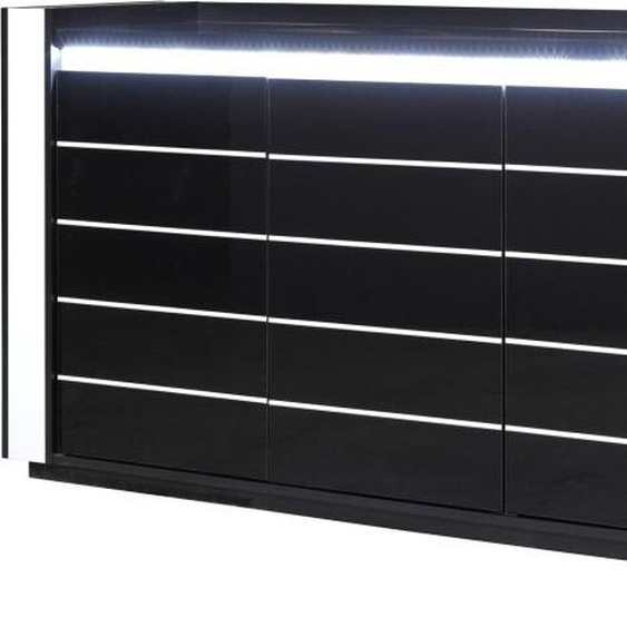 Buffet bahut LINA noir et blanc avec LED – 4 portes