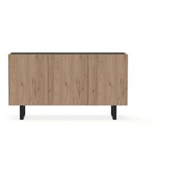 Buffet 3 portes 140 cm OPERA effet chêne et imitation marbre noir